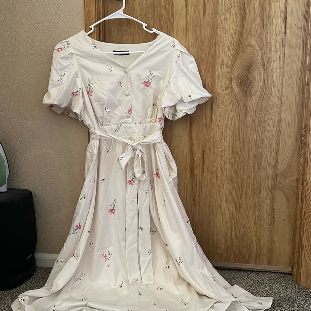 Dazy floral print puff sleeve dress